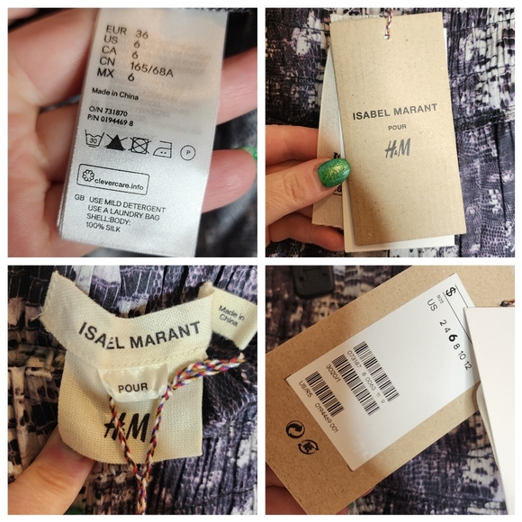 NWT Isabel Marant × H&M 100% Silk Purple Black Snake ruffle stretch midi skirt 6 - Picture 4 of 13